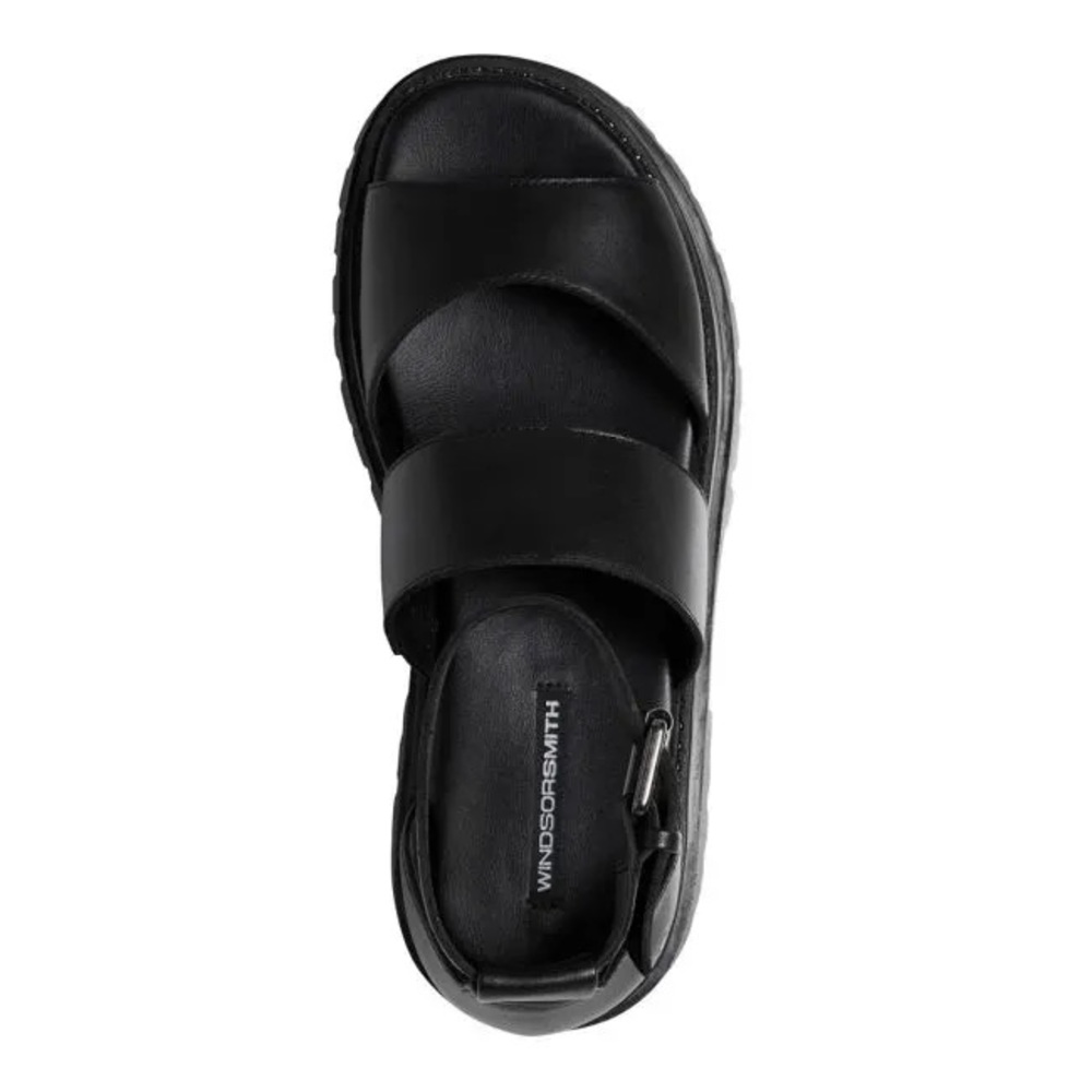 WINDSORSMITH, THRILLED BLACK LEATHER SANDAL, black size 7 - Picture 4 of 6